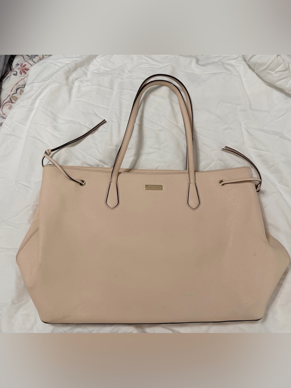 kate spade Pale Pink Leather Tote with Gold Accent